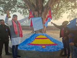 ताजपुरमा घण्टी चिन्हसहित हरि पन्तको स्वागत, घरदैलो अभियानमा स्थानीयको उत्साहजनक सहभागिता