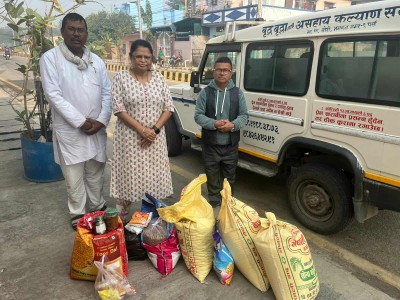 उपकार सेवा नेपालद्वारा ठोरी १ भगवाननगरस्थित आश्रमलाई मासिक खाद्यान्न र दैनिक उपभोग्य सामग्री सहयोग