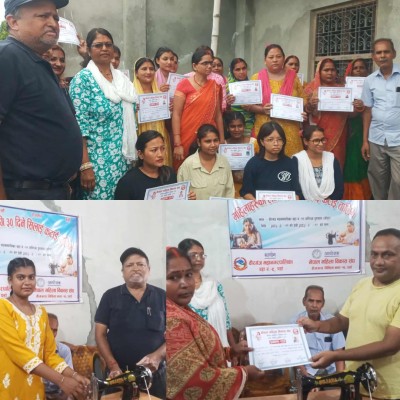पर्सामा एक  महिने सिलाई कटाई तालिम तथा मेसिन  वितरण