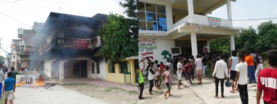 सरकारले गरेको दमनको विरोधमा वीरगञ्जमा चर्कियो प्रदर्शन,एमालेको पार्टी कार्यालय र नेपाली काँग्रेस कार्यालयमा आगजनी 